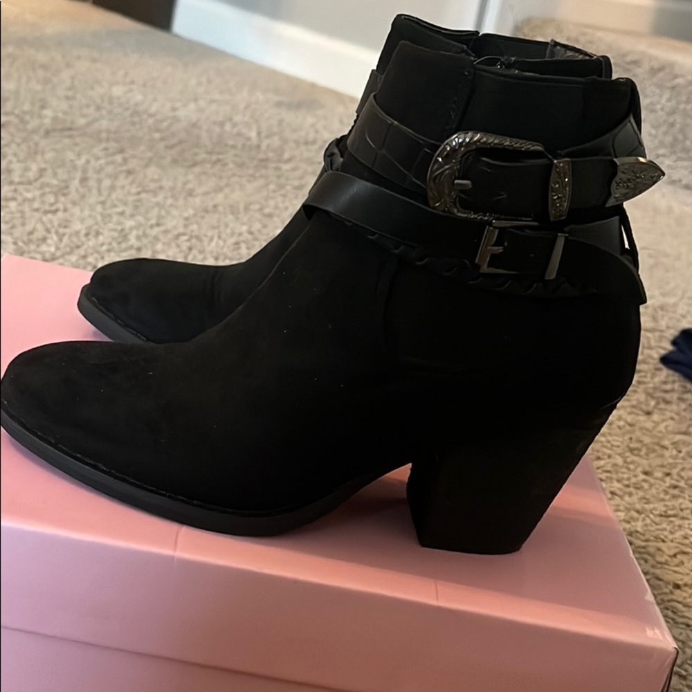Black suede booties